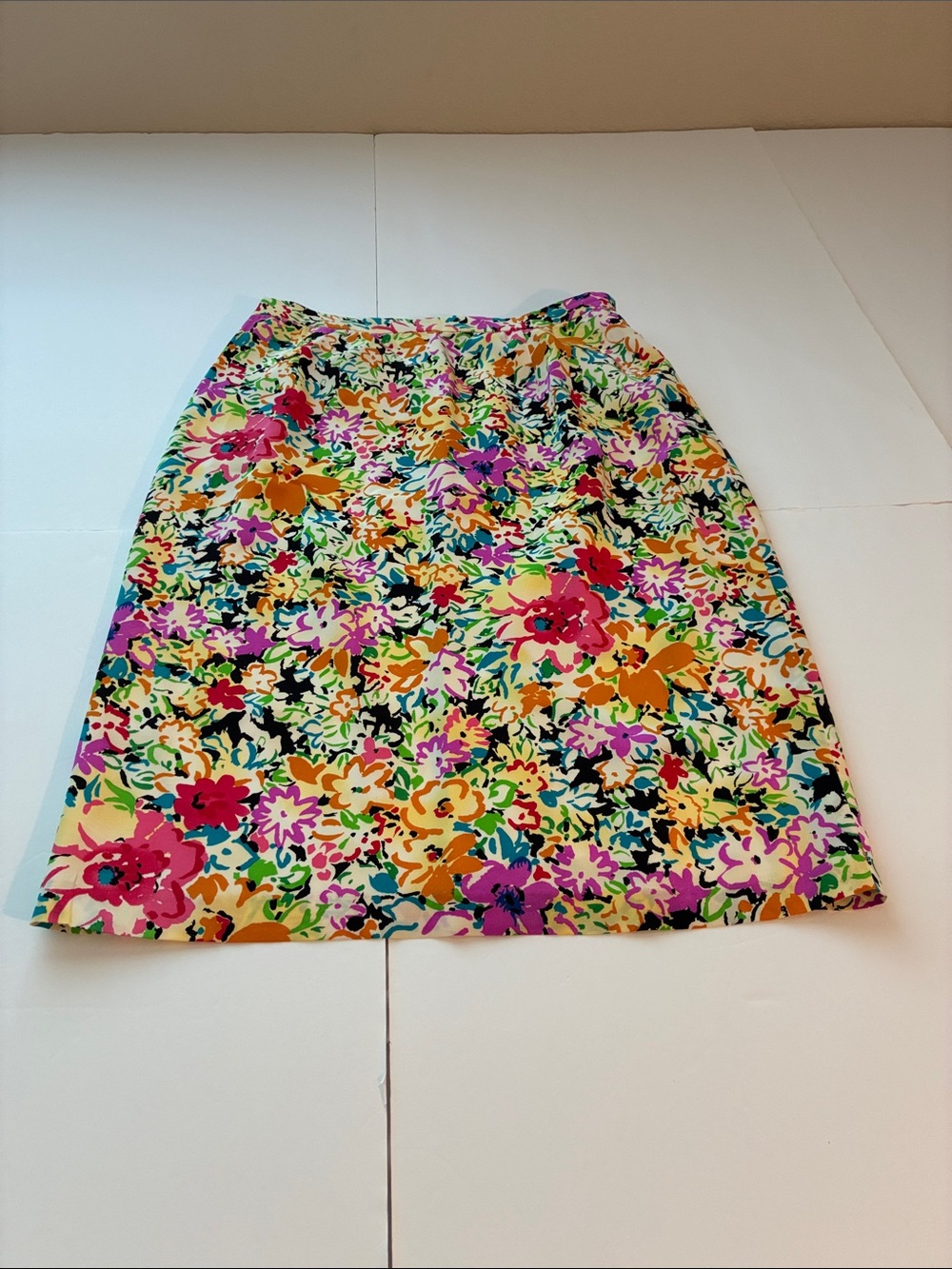Vintage 80/90s Silk Jeannine Booher Skirt Vibrant Multi Color